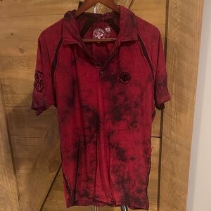 Affliction Red and Black Polo Shirt